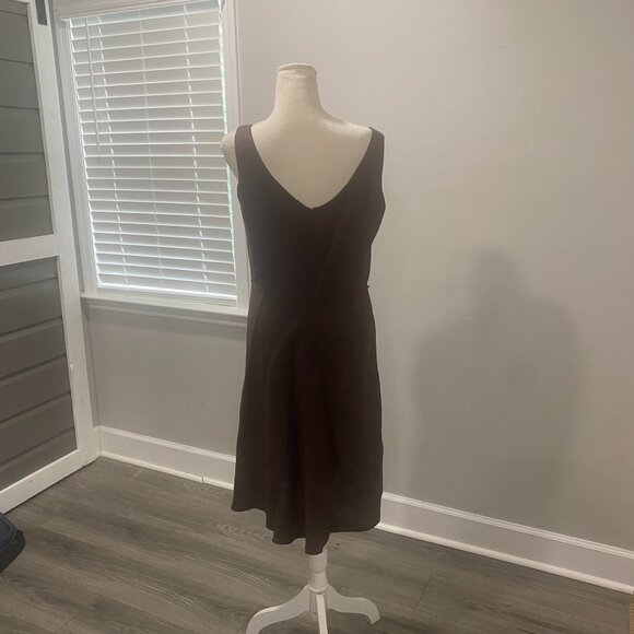 Chocolate Brown Fit & Flare Linen Dress - Picture 9 of 13